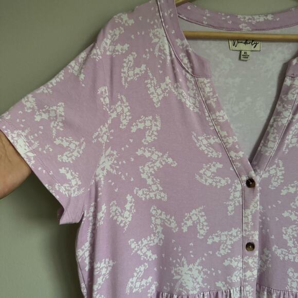 Wonderly Purple Top Size 1X Babydoll Peplum Lavender Ruffle Flowy Feminine - Picture 4 of 9